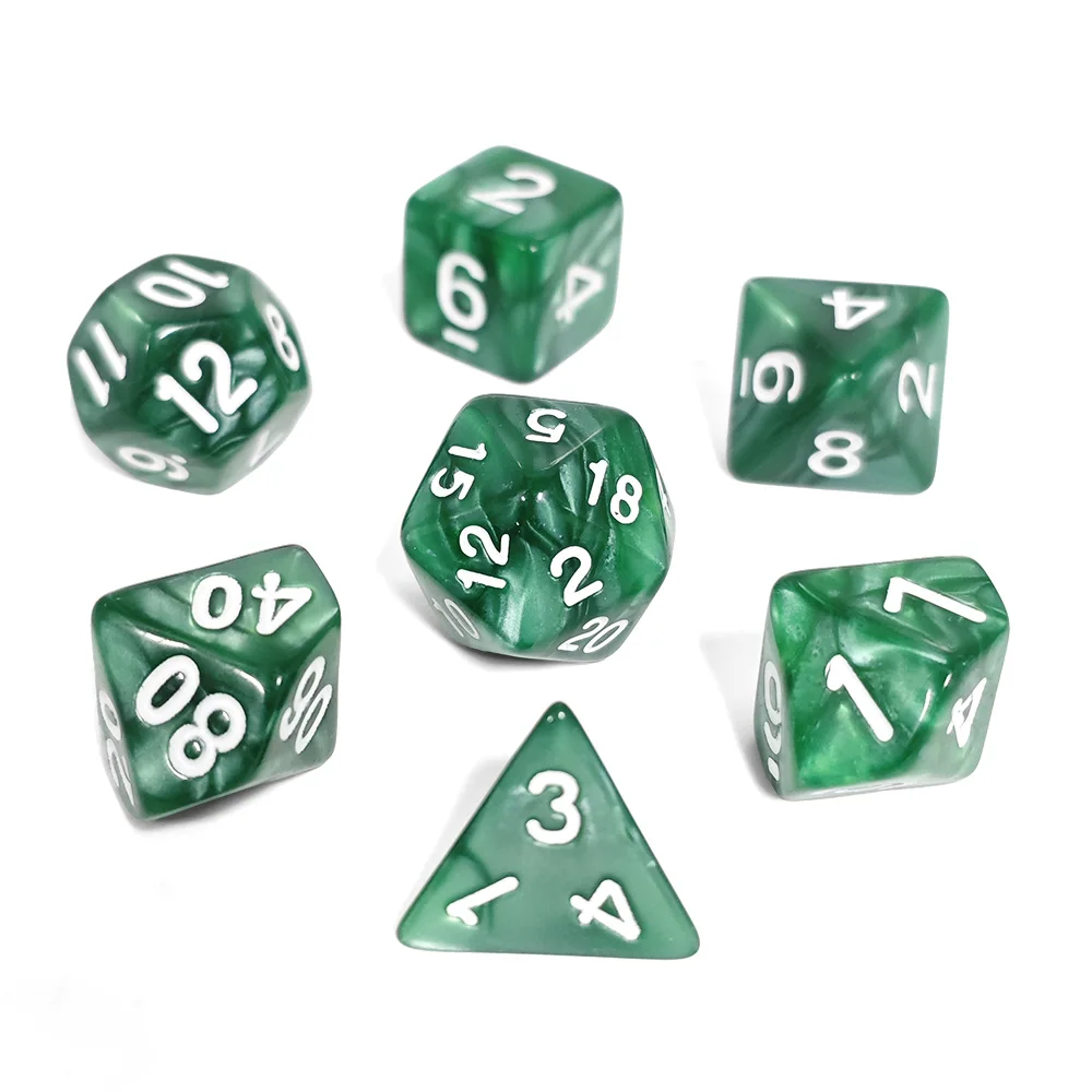 Hot Sale HS Pearl Dice Polyhedral Acrylic DND Dice Board Games Dungeons and Dragons Plastic Dice Set For RPG Games