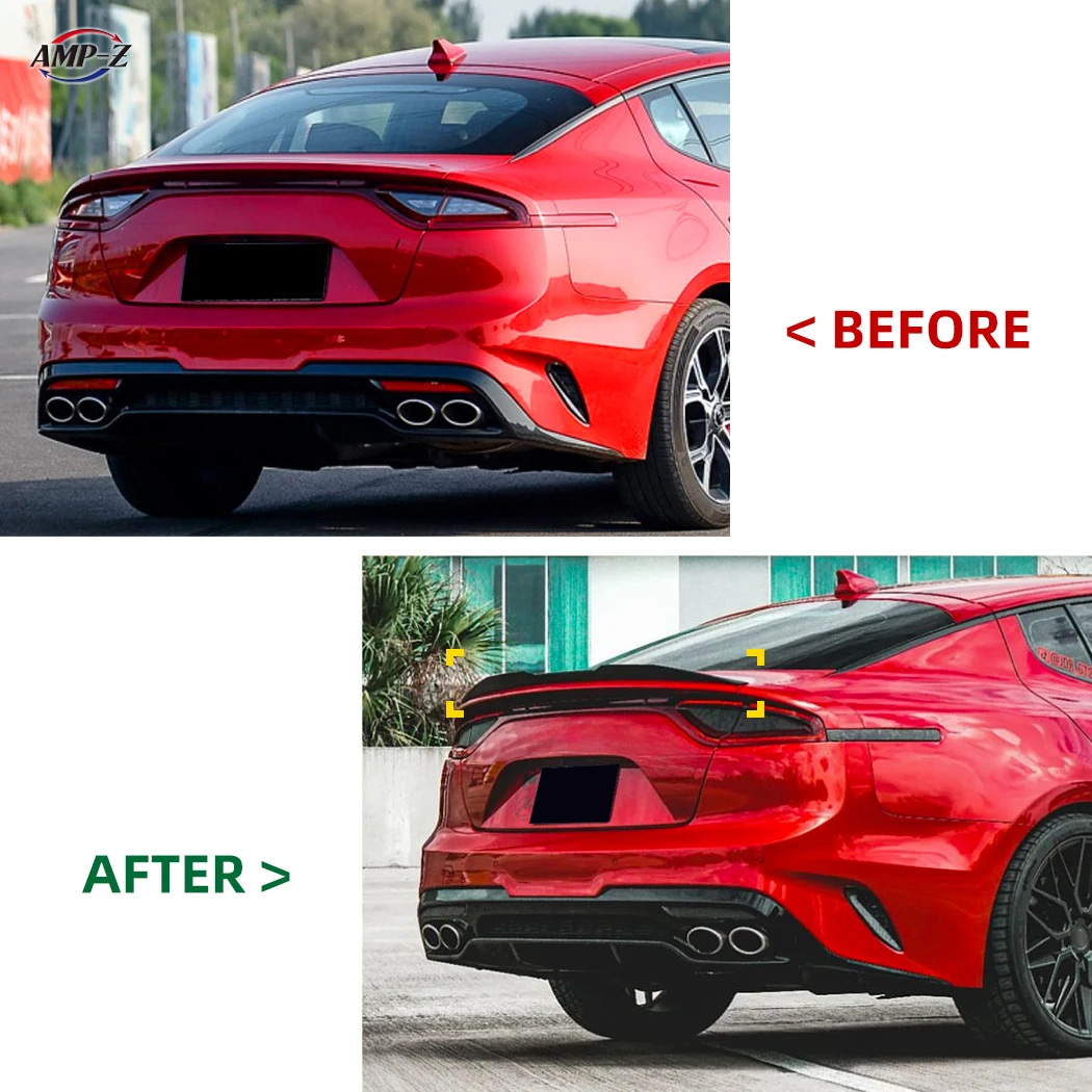 AMP-Z Stinger Gloss Black Plastic Material Rear Trunk Spoiler Auto Body Kits For KIA Stinger 2018+ Car Accessories