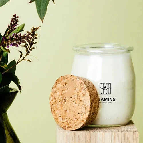 Huaming Customized Private Label Luxury Aroma Fragrance Glass Jar Small Cork Natural Soy Wax Scented Candles in Bulk Supplier