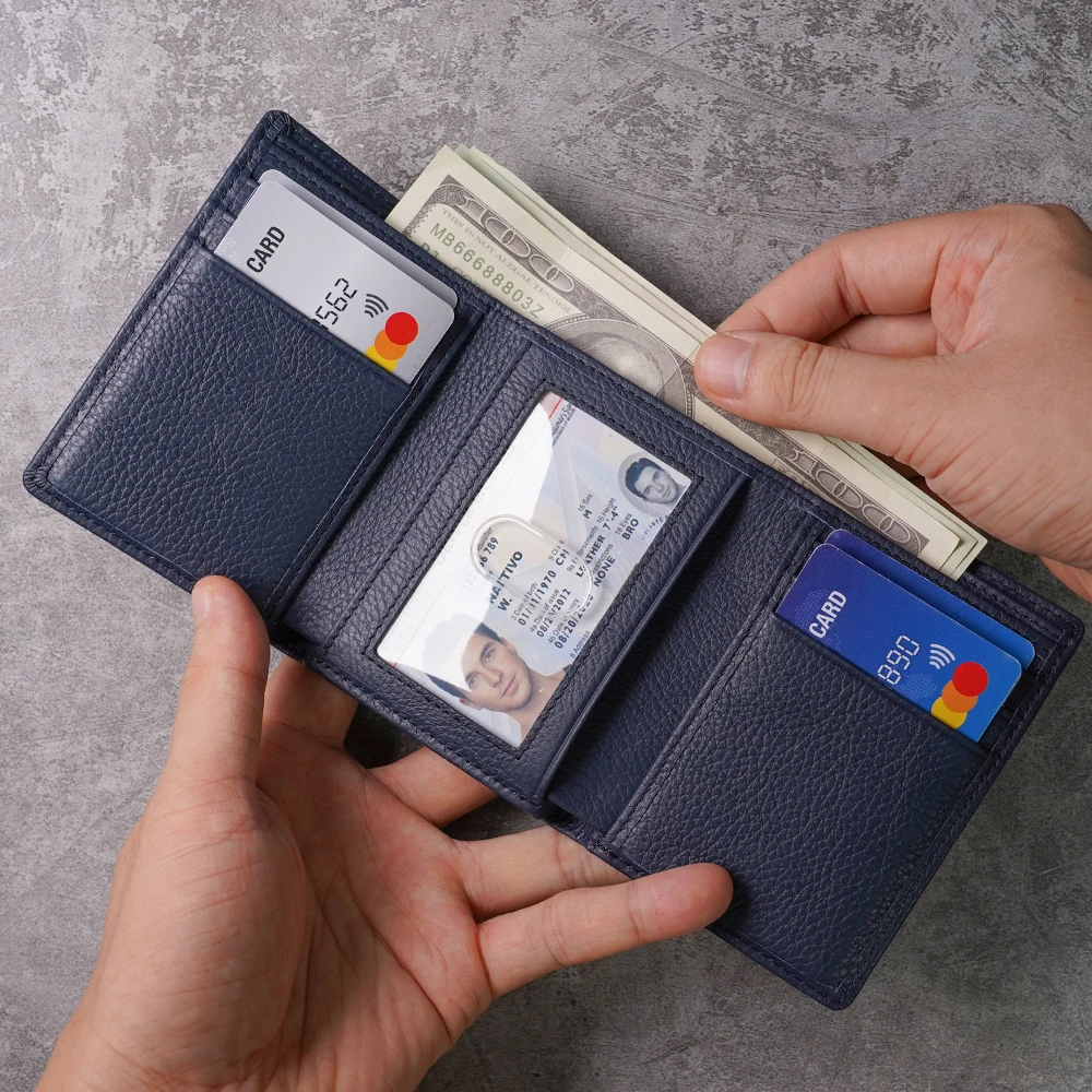 Вертикальный мужской бумажник с логотипом на заказ кожаный RFID
