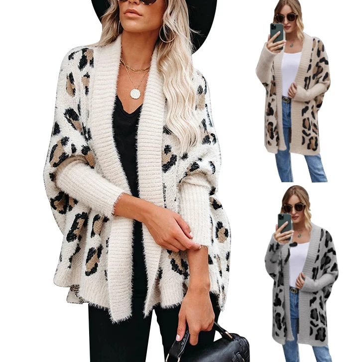2021 Fashion Custom Logo Batwing Sleeve White Fall Waterfall Neck Delgado Korean Knit Winter Cardigan Sweater Women