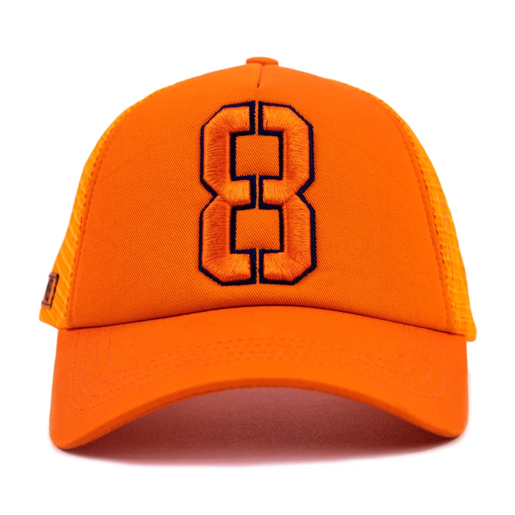 High Quality Men Orange 5 Panel Plain Blank Cotton Gorras Custom 3D Embroidery Logo Foam Mesh Cap Trucker Hat