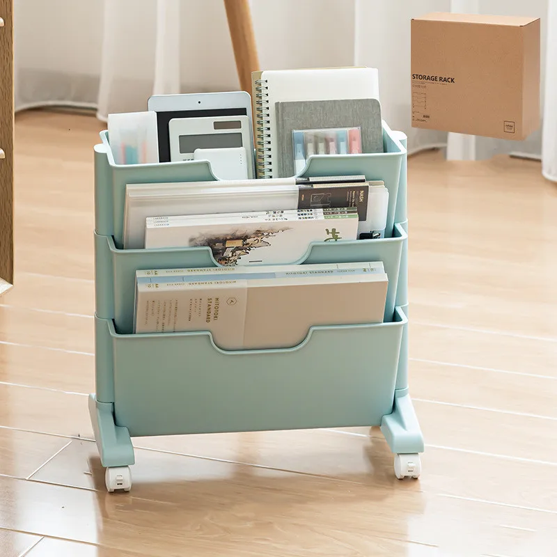 Manufacturer Home accessories Pen holder Shelf Rack Floor Magazine Files Storage with wheel Office Book Stationery Organizer