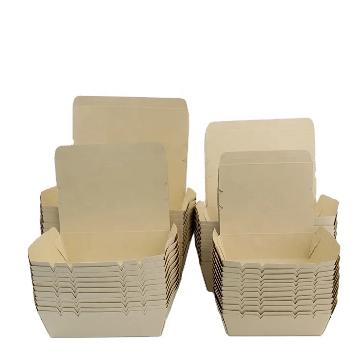 Wholesale Disposable Takeaway Bamboo Fiber Paper Lunch Box Microwaveable Leakproof Paper Food Box