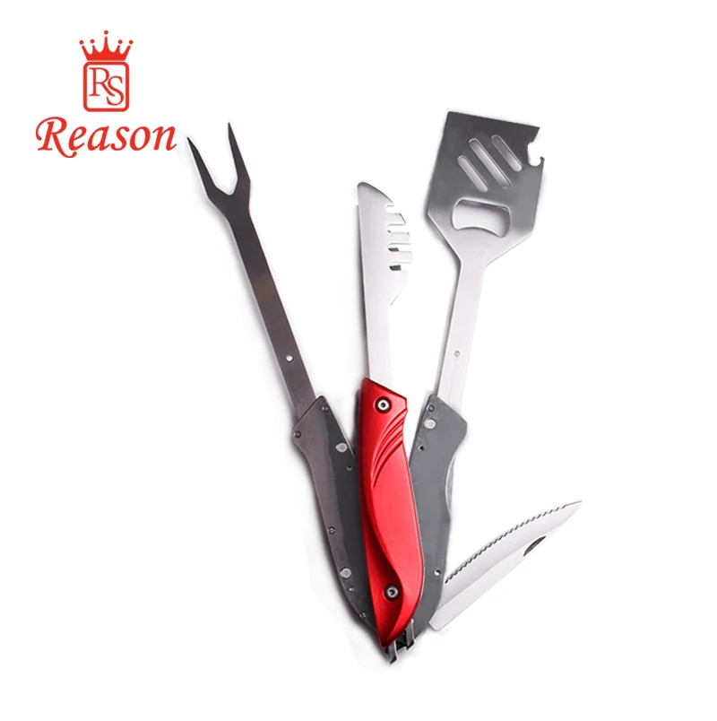 2Cr13SS 4 in 1 multi function bbq tool sets, garden tool set aluminum with painting handle