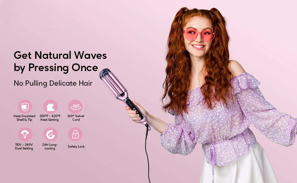 Triple Barrel Iconic Hair Tool Deep Wave Electric Waver Hair Crimper Hair Flat Iron