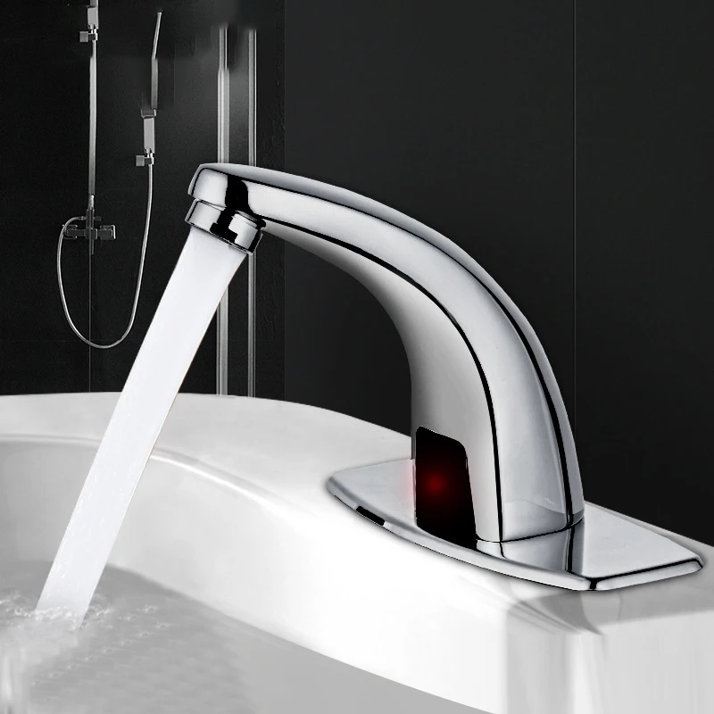 Full Copper Silver Antique Sensing Faucet Single Hot And Cold Automatic Intelligent Infrared Basin Faucet Hand Washer