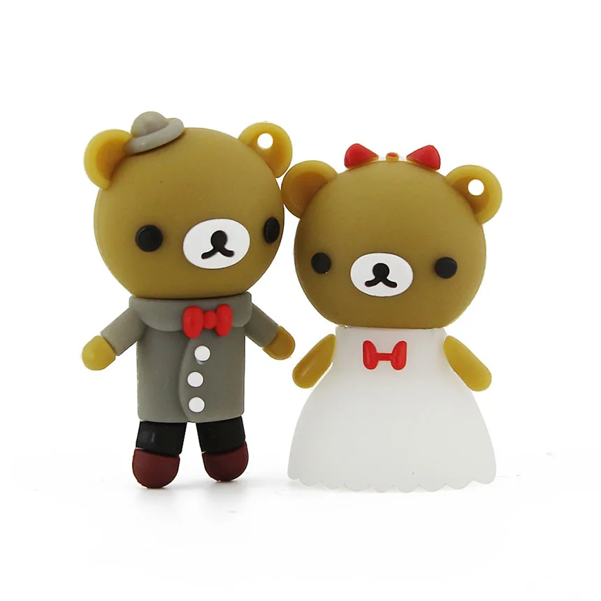 Wedding gift Bear shape USB memory disk PVC cartoon bear pen drive 16gb 32gb wedding bear