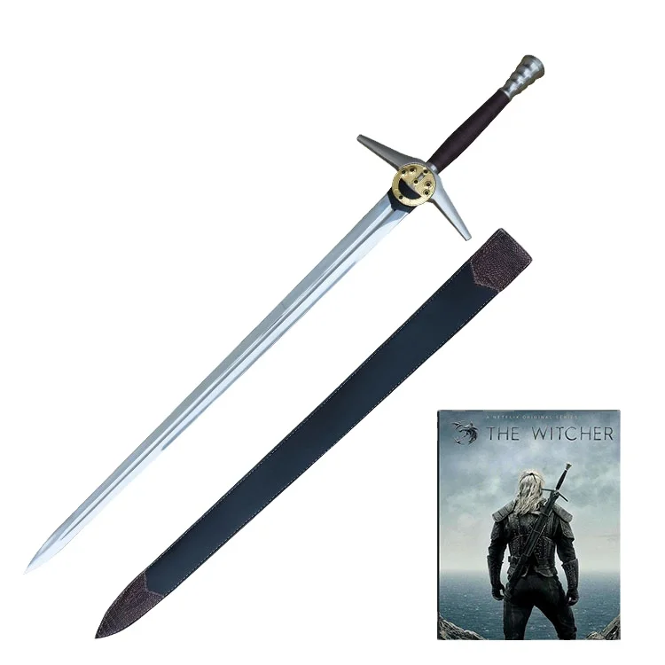 The Witcher 3 Wild Hunter Geralt of Rivia Western hand forged sword with Leather Sheath kendo bamboo sword anime wooden sword