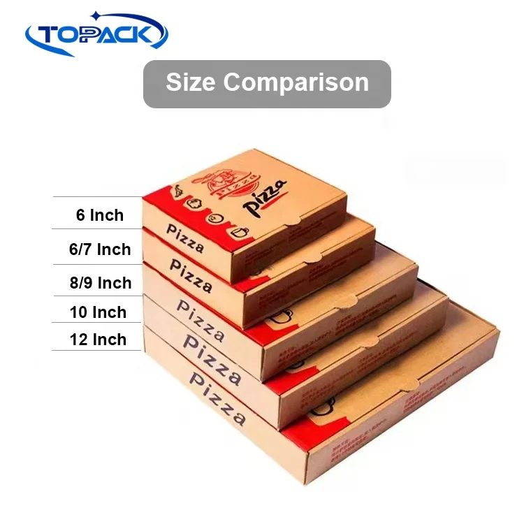 Wholesale Customized Printed Takeaway Corrugated Pizza Box Brown Pizza Box Kraft Paper Pizza Box With Handle