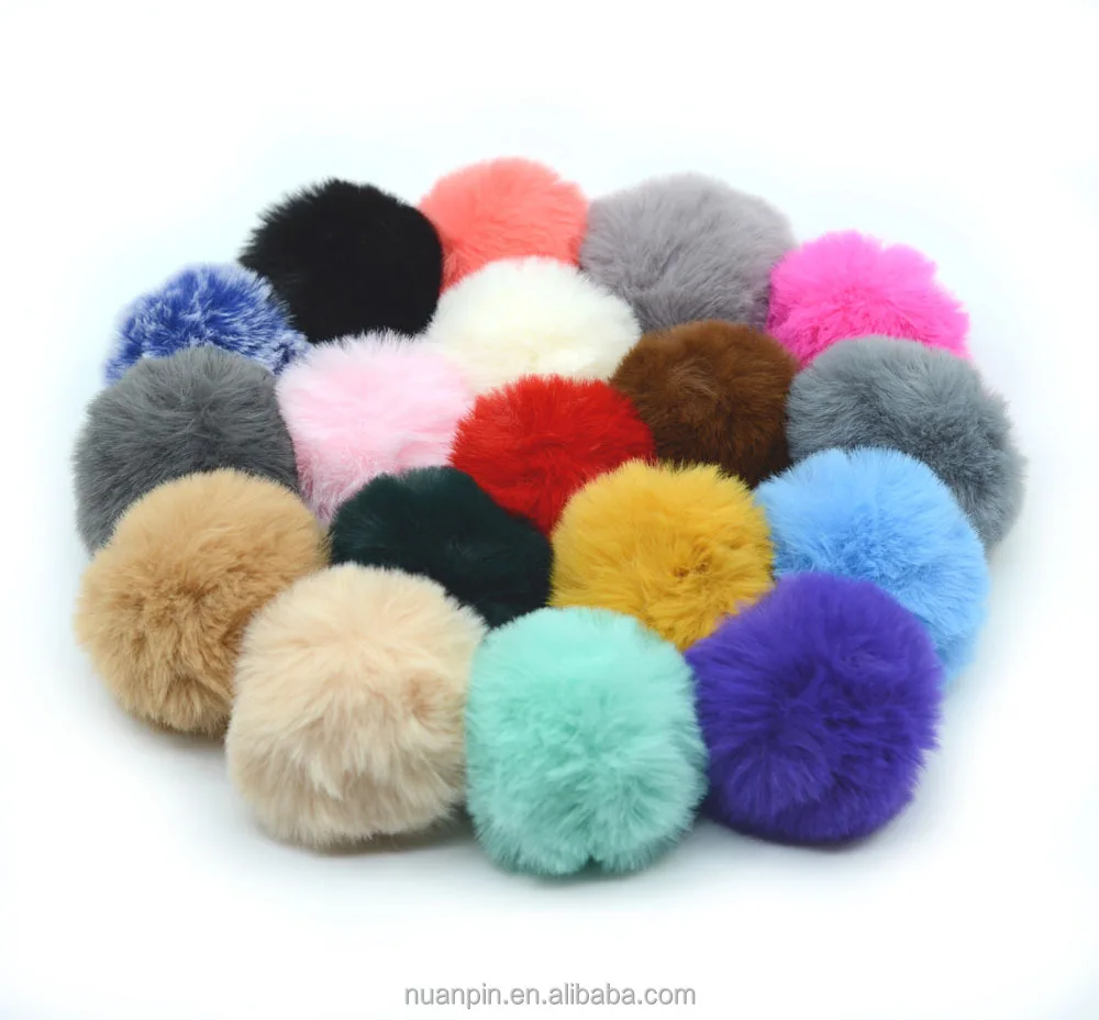 2024 New Cheap Wholesale 8cm Faux Rabbit Fur Furry Ball Pom Pom Plush pompons for DIY Hats Christmas Indoor Fighting Balls
