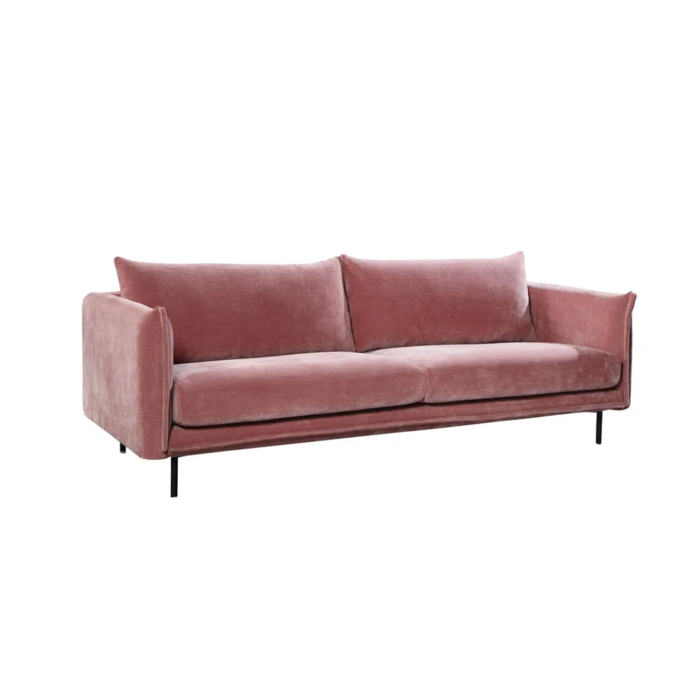 Modern Simple Design Hotel Custom Knockdown Upholstered Blue Fabric Leisure Velvet Chesterfield Sofa 2 Seater Apartment