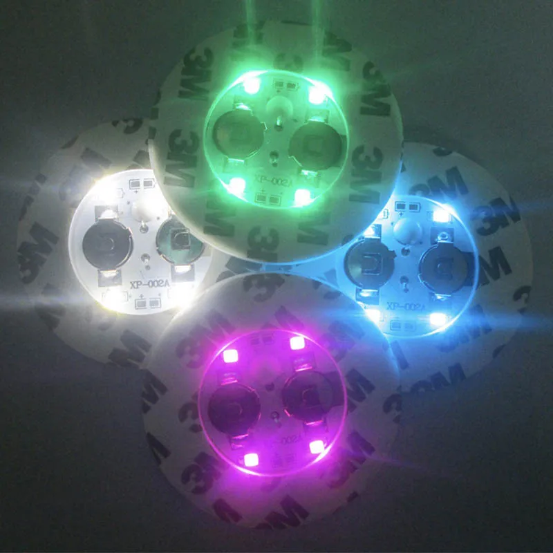Custom New Style Round Luminous Flash Color Light Up Drinks Cup Mat Bottle Led Coaster Bottle Light Sticker With 3Modes 4 Lights