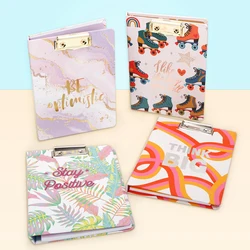 A5 Multifunctional File Holder with Storage Foldable Nursing Clipboard with Metal Clip include memo pad