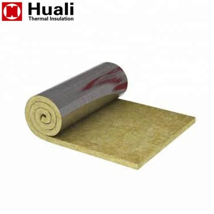 60kg/m3 75mm aluminum foil rock wool blanket insulation