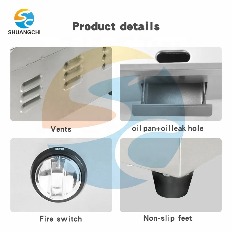 High Quality Table Top Gas Griddle Machine With Gas Fryer LPG Beef Pork Meat Roaster Machine Cooking Stove for Restaurant