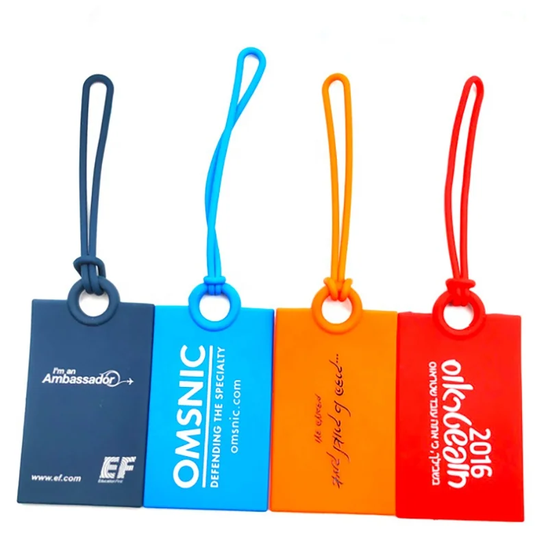 Hot Sale Custom Logo Printed Rubber Silicone Luggage Bag Tag with ID Info Card On Back to Identify Your Suitcase