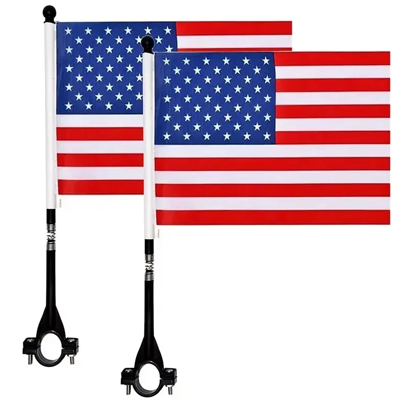 Made In China High Standard Plastic Pole Polyester American Bicycle Safety Flag For Outdoor Sports