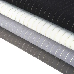 Wholesale Brocade Glitter Fancy Gold Stripe Thin Shirt Curtain Fabric Cotton Linen Metallic Yarn Fabrics