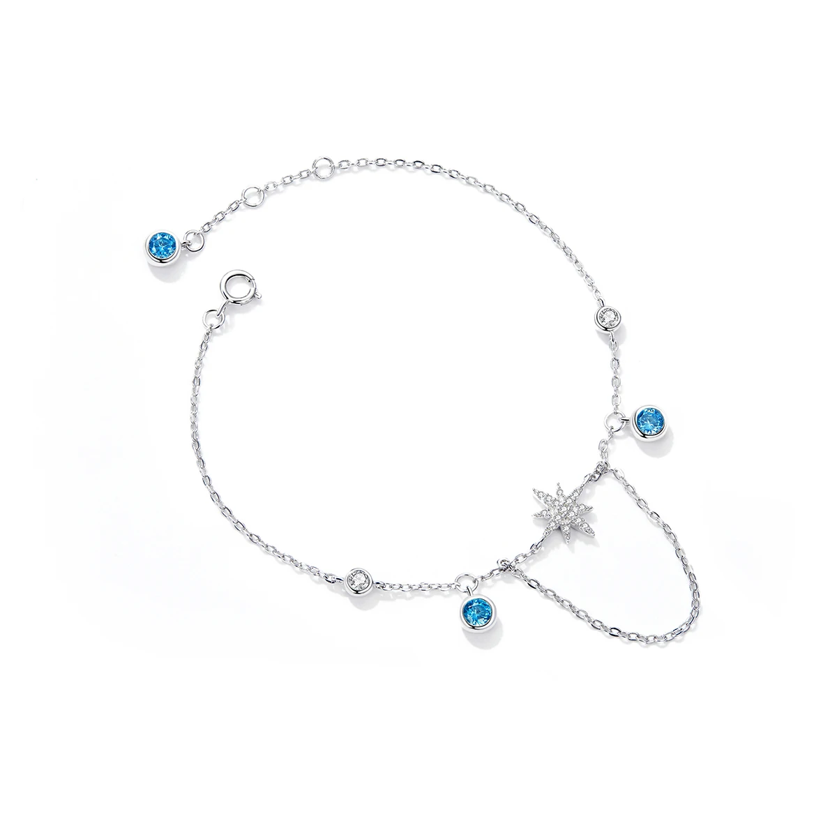 New 925 silver blue follow light bracelet, sparkling star, platinum-plated temperament bracelet jewelry BSB069