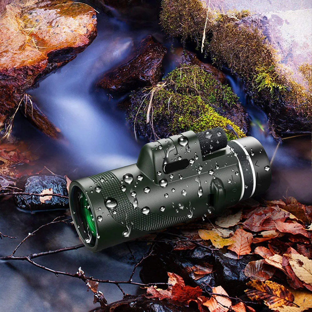 40x60 80x100 Monocular Telescope with Phone Adapter & Tripod  Waterproof low light Night Vision for Smartphone