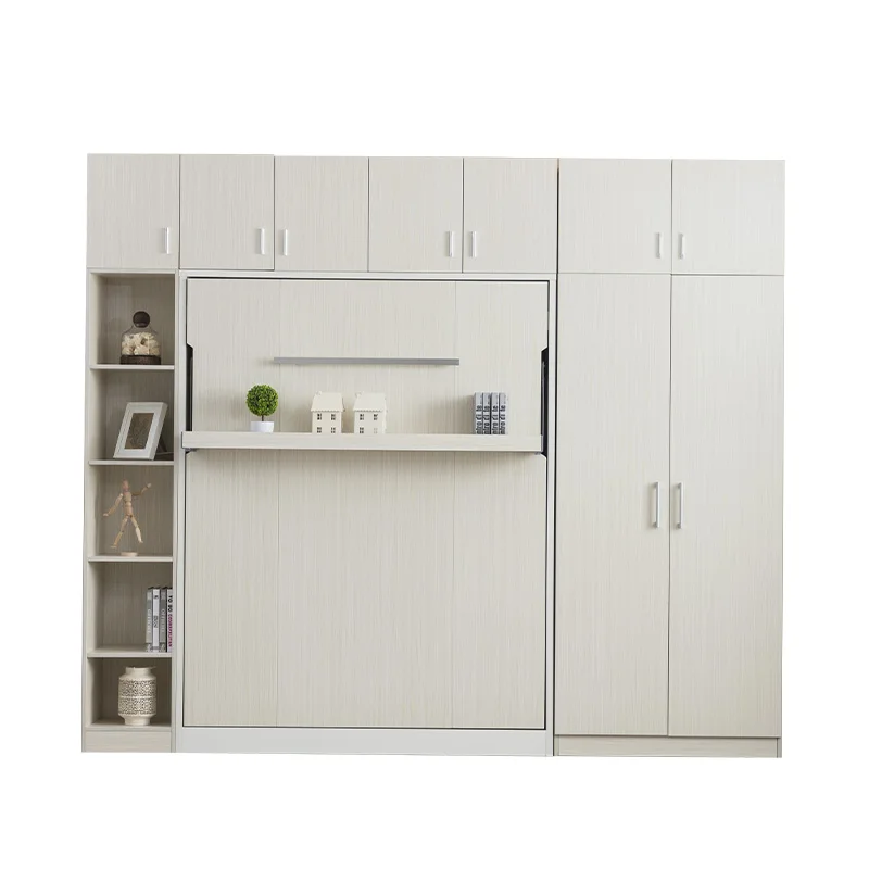 Multifunction foldable wooden saving space  spring mechanism smart bedroom furniture wall bed murphy beds