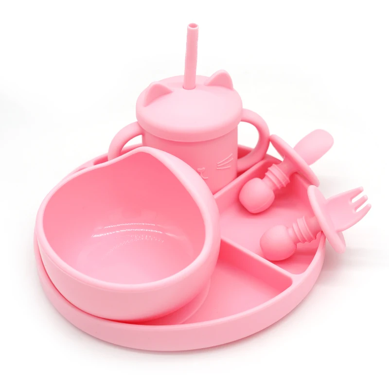 Custom bpa free feeding silicon plate set