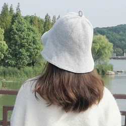 Customized Folding Outdoor Plain Fishing Hats Knitting Bucket Hat Solid Color For Women Toweling Sauna Hat