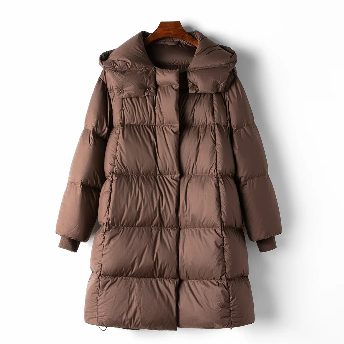 OEM spring new casual hooded 90 white goose down jacket female simple loose Korean version coat