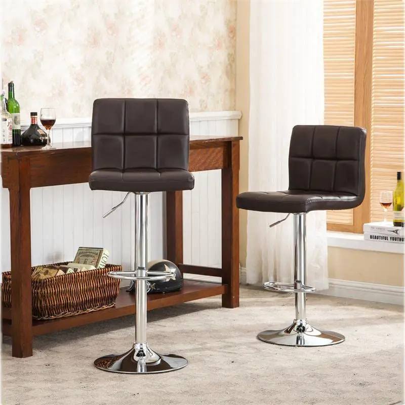 Commercial Bar Stools Nordic Swivel Design Leather Checkered Modern Bar Stool