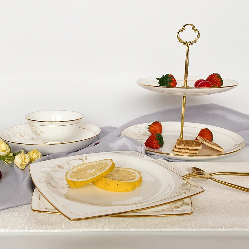 2022 hot sale crockery set tableware ceramic fine bone china dinnerware sets tableware luxury porcelain