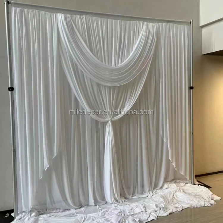 10 ft x 10 ft Sheer Tulle Backdrop Drapes White Backdrop Curtain Sheer Fabric Used For Swagging Arch