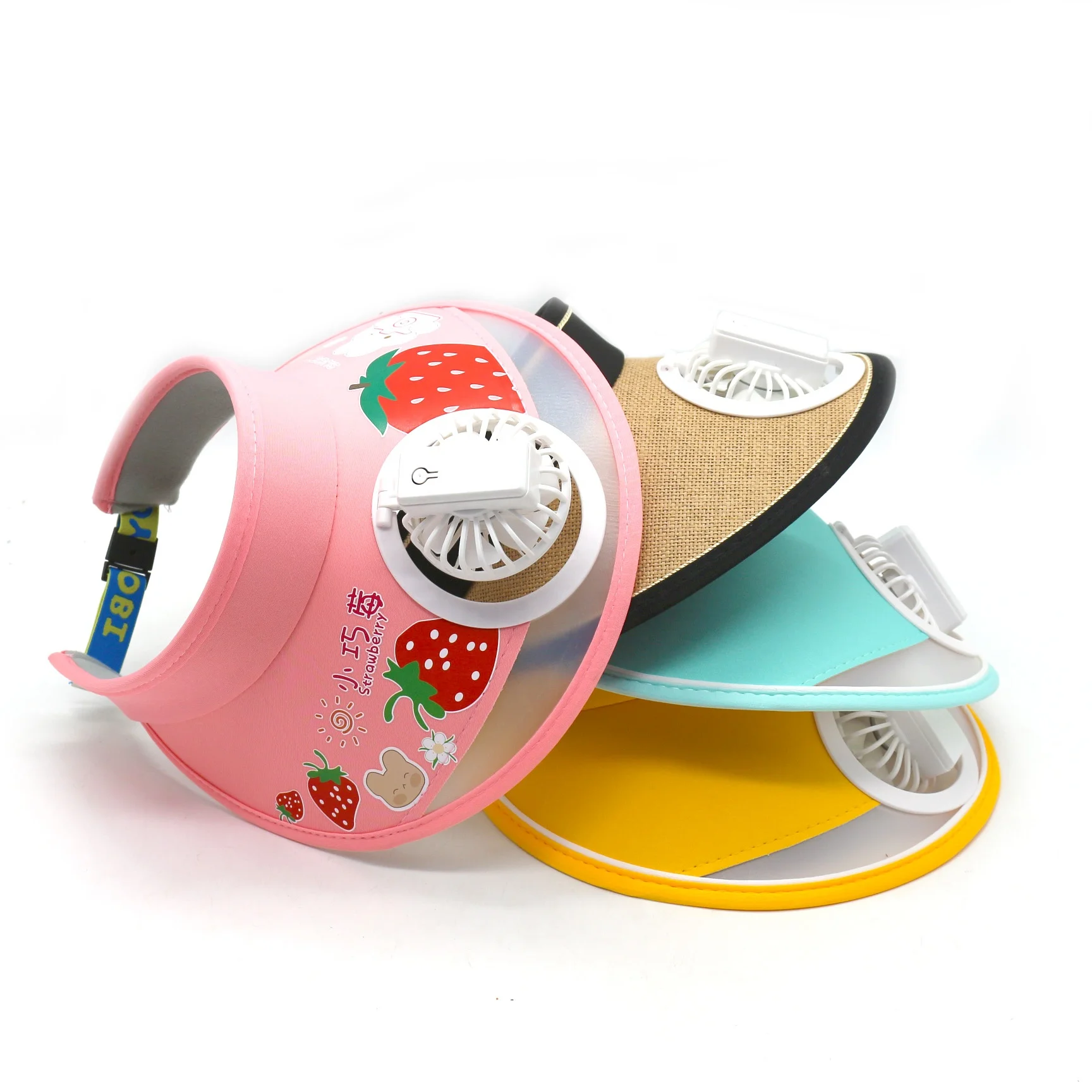 custom logo summer protection sun visor hat USB charging wide brim sun hat with fans