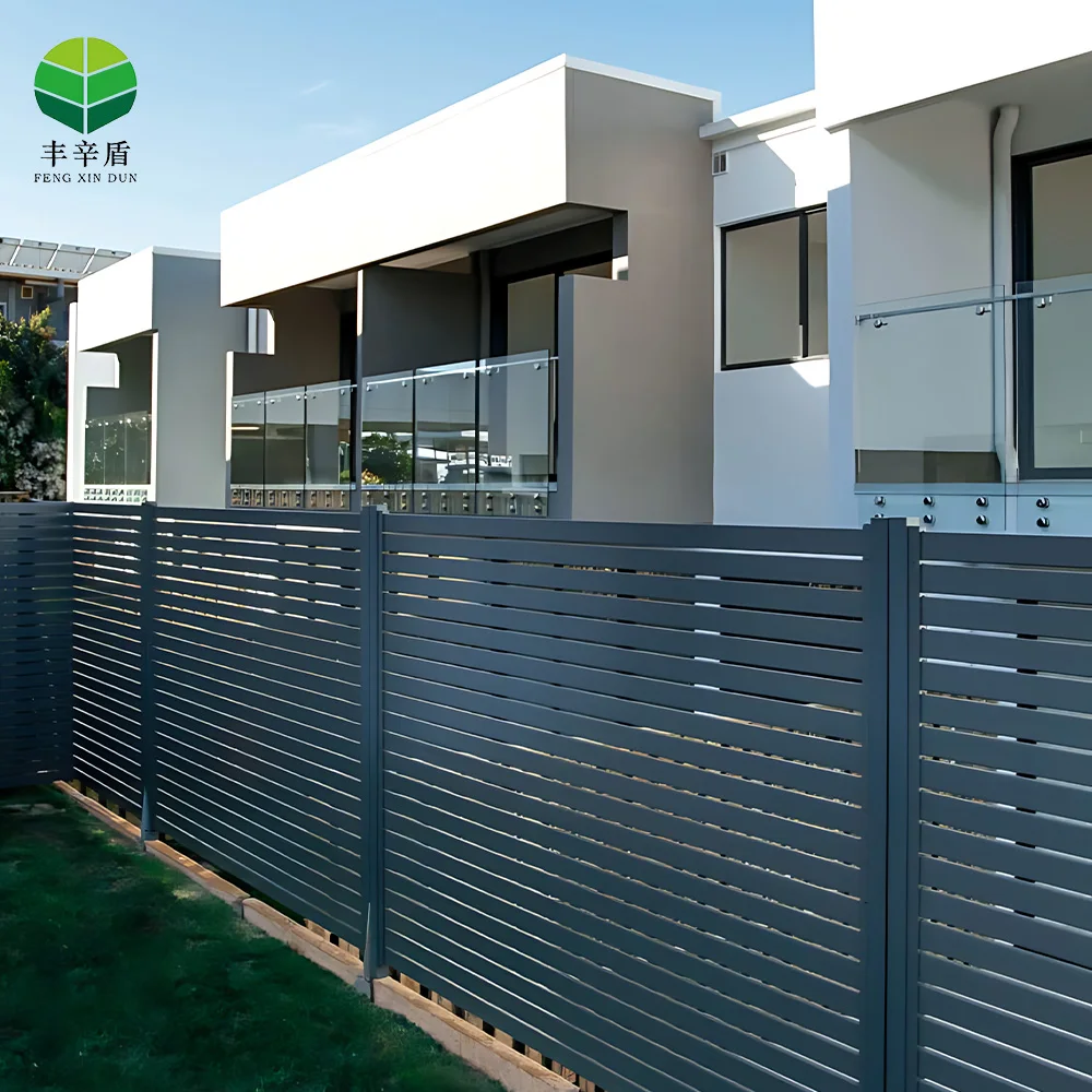 Modern designer high secure privacy black aluminum alloy garden slat fencing for houses