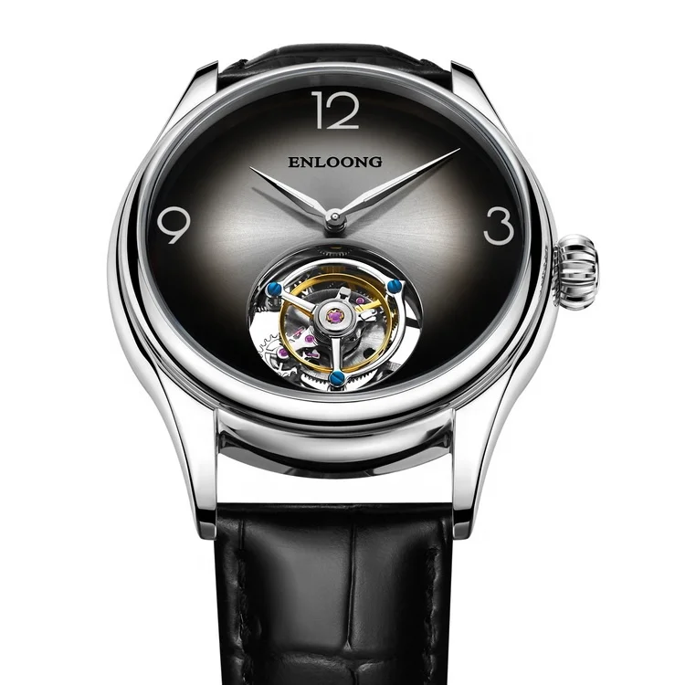 2021 ENLOONG Real Luxury Tourbillon Watches Men with Cocktail Dial 316L Steel Case Sapphire OEM Logo Mechanical Watches Black