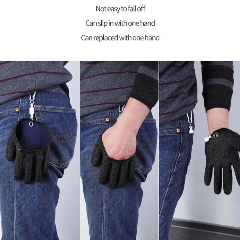 Non Slip Latex Fishing Gloves Waterproof Outdoor Fishing Casting Glove With Magnet Latex Hand from Puncture Fishing Tool