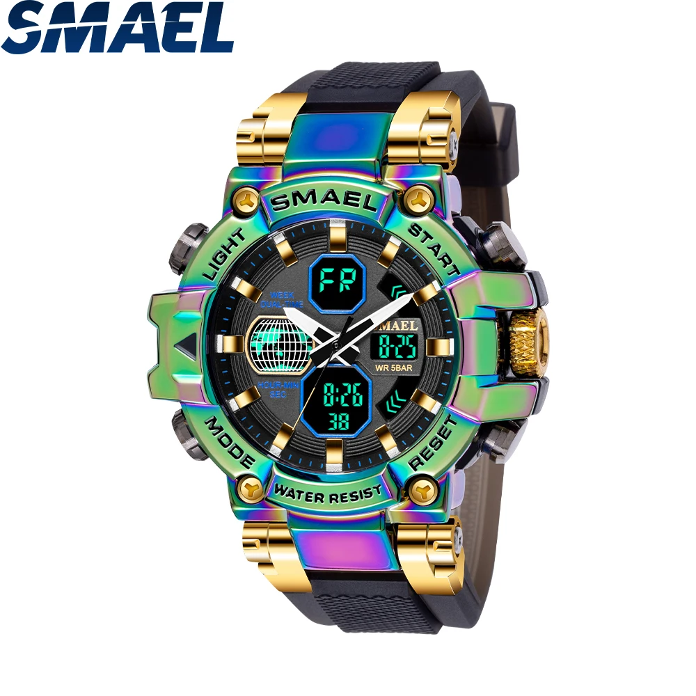 SMAEL fashion watch 8027 colorful dual display men quartz watches thin watch luminous water resistant relogio