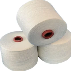 Low Price 50s/1 Raw White Recycled Polyester Spun Yarn for knitting and weaving