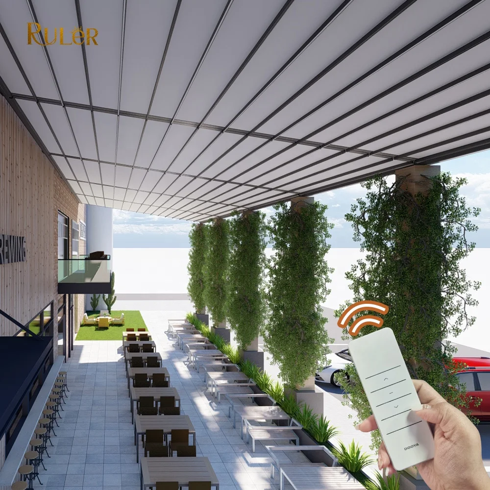 Retractable Awning in the Philippines Waterproof Sliding PVC Roof Covers Retractable Pergola