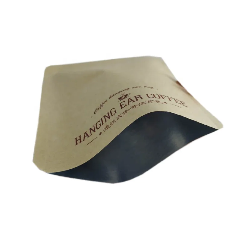 Matt printed three side seal brown small paper bag for tea/coffee