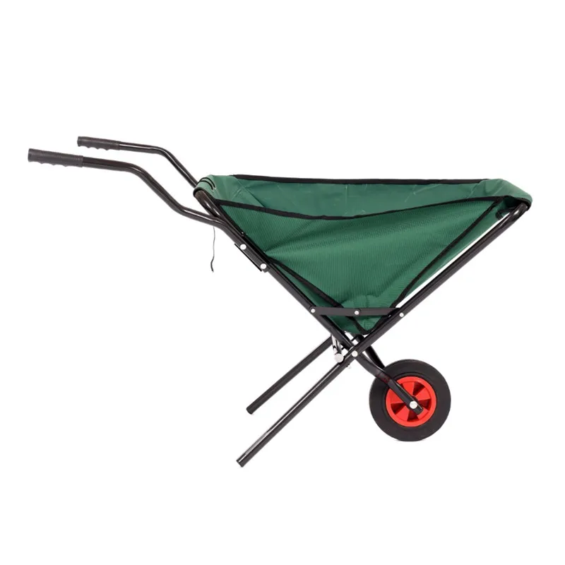 Light Weight Aluminum Frame green Folding outdoor Garden Folding Yard Cart Canvas Ground Load Wheelbarrow