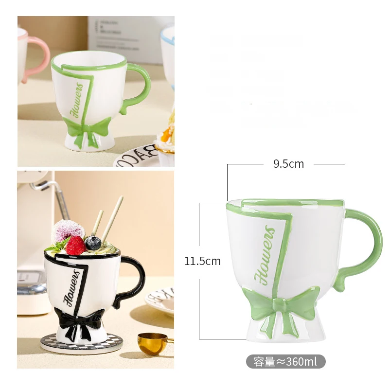 Latest Design Unique Large Flower Shape Multi-Colored Nordic Coffee Cup Ceramic Custom Mug For Gift