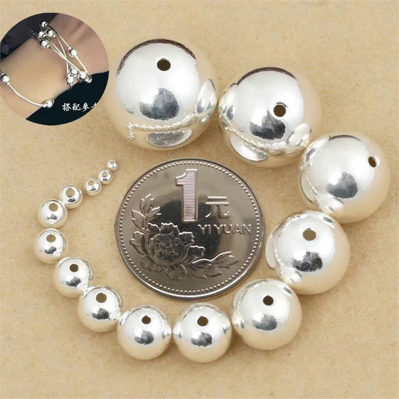 S925 Sterling Silver Beads Light Bead with Red Braided Rope DIY Material Bracelet Loose Bead with Convenient Positioning