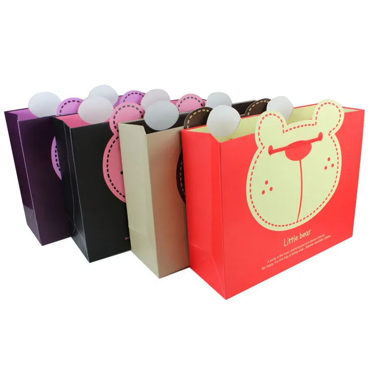 
Animals Baby Shower Large Green and White paper printed gift bag for luxury goods 