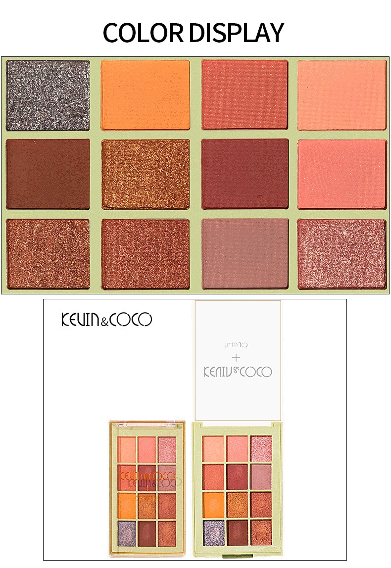 Customize Kevin&coco 12 color eyeshadow palette Cosmetics Wholesale Private Label Eyeshadow