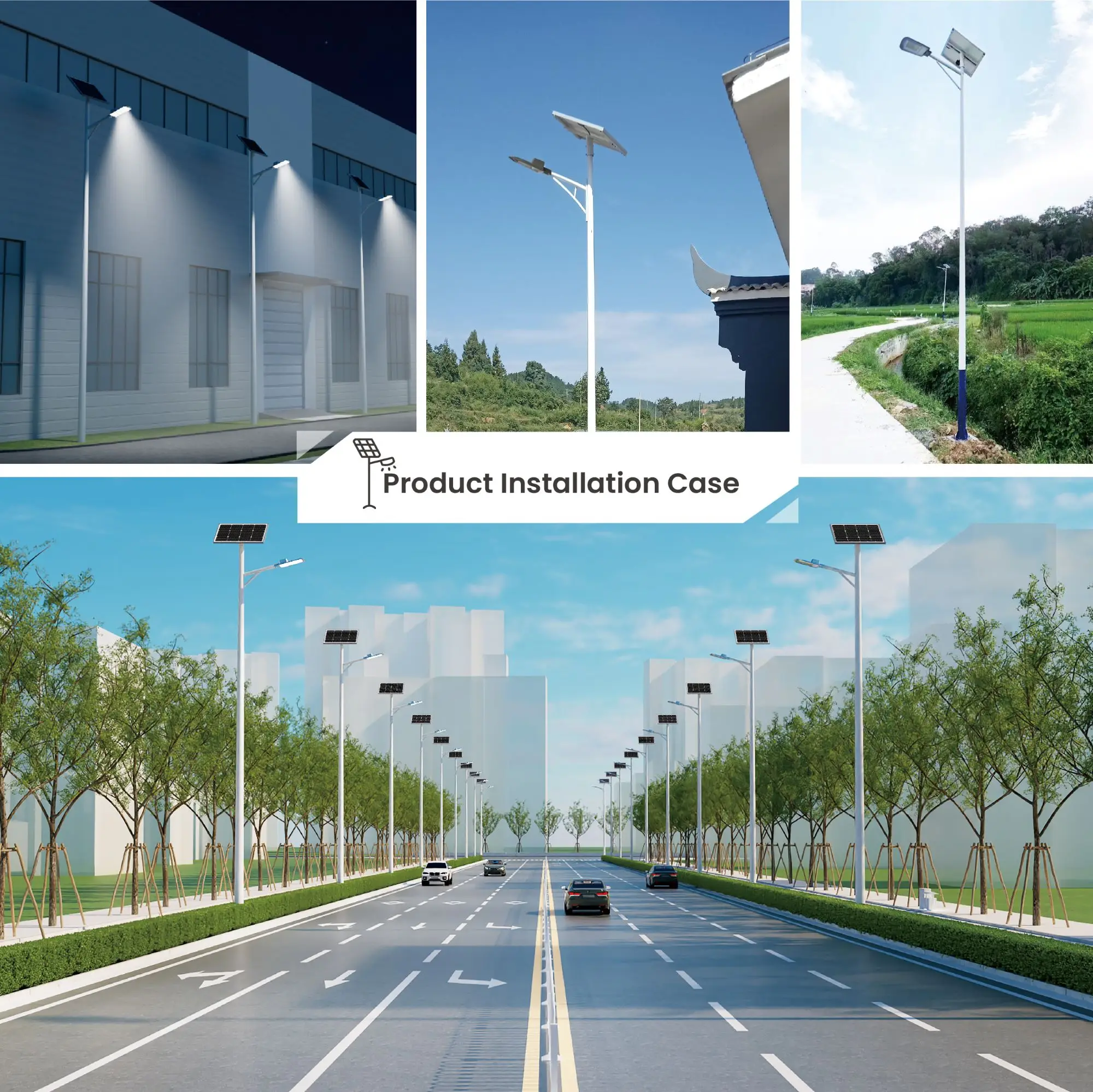 Blue Carbon 3000lm Solar Street Light High Power Led Solar Lights Outdoor Smart Street Light
