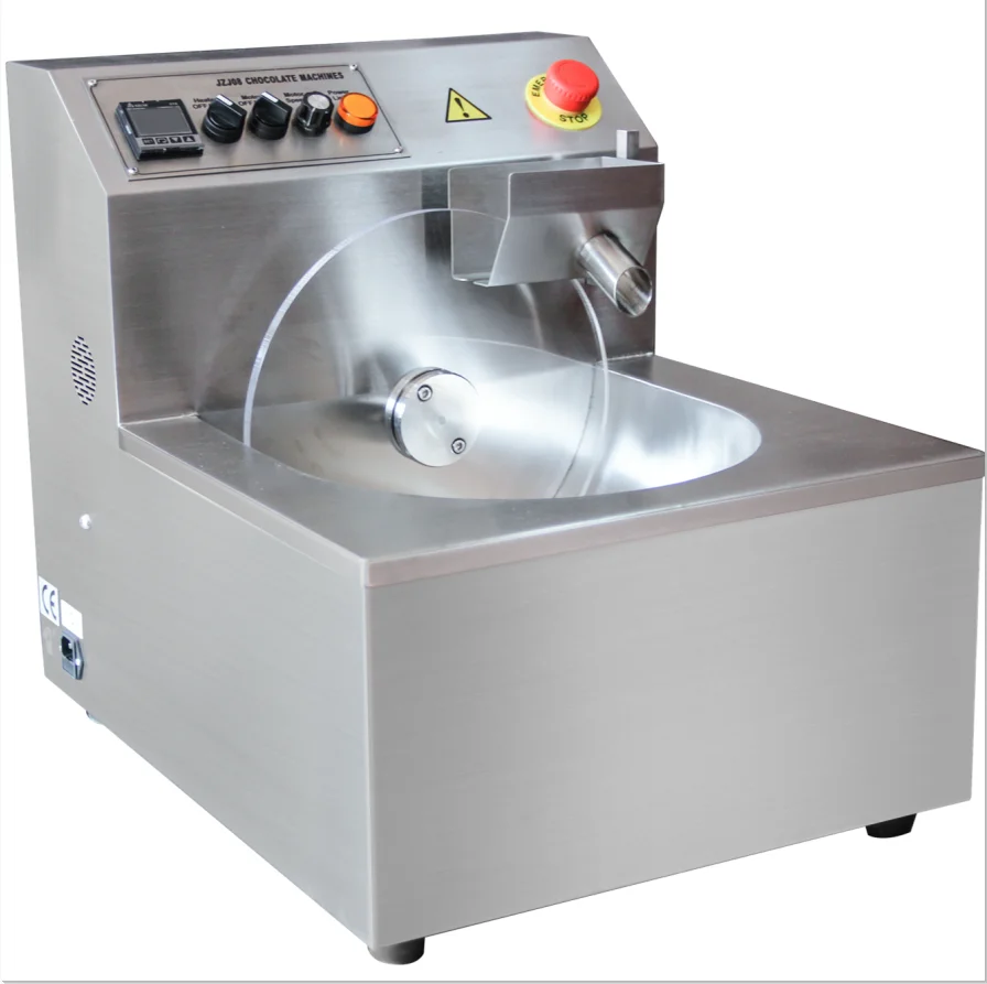 High quality small table top 5 kg 30kg 1kg 10l 80kg 100l 5 kg continuous tempering machine chocolate with shaking tray waterfall