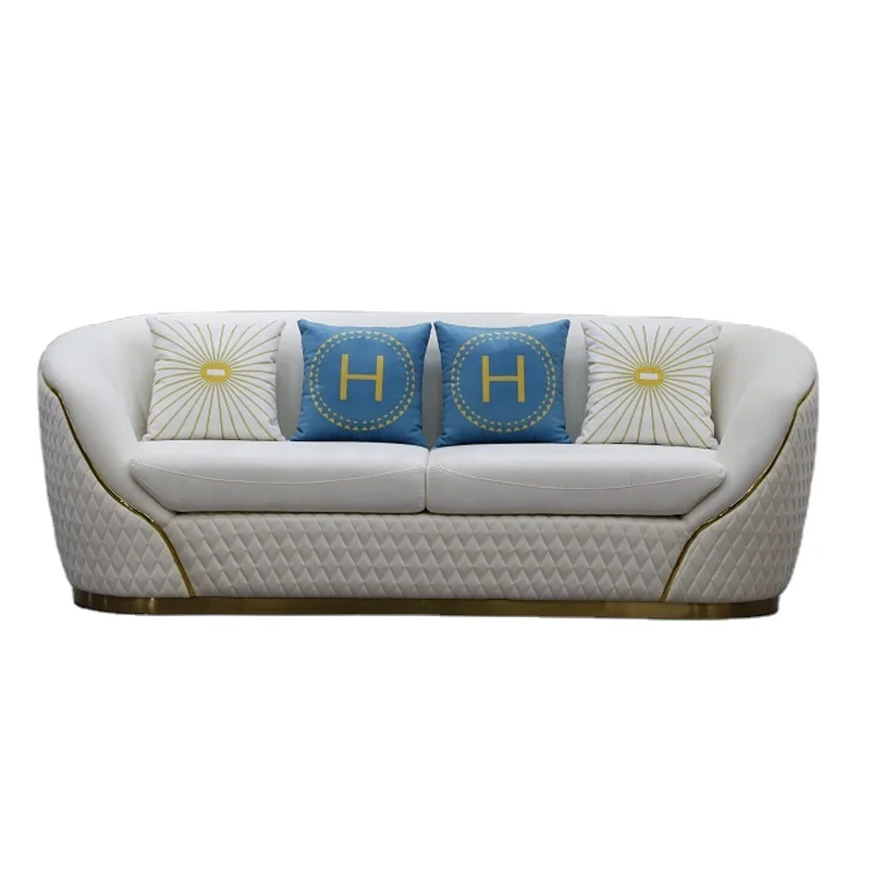 modern luxury love seats Fabric sofa set with gold stainless steel leg hotel leisure lounge sofa for living room furniture