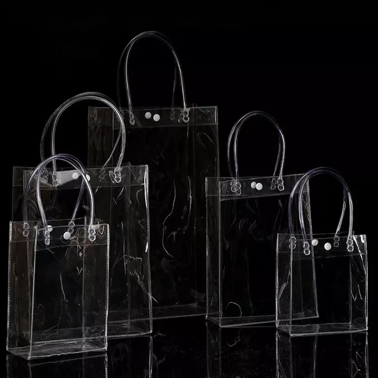 Cosmetic Tote Storage Bag Transparent Vinyl Beach Pvc Handle Stadium Clear Waterproof Package Zipper Bag Plastic Glasses Accept