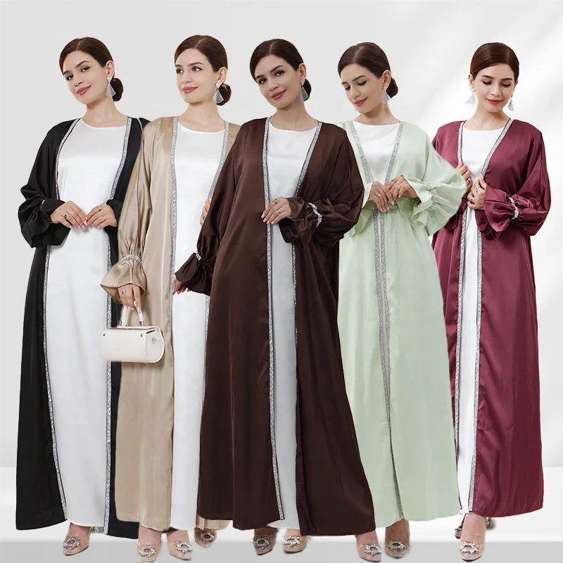 NEW Wholesale Custom Modest Islamic Clothing Dubai Turkey Elegent Dress Abaya Girl Women Muslim Dress Cotton Autumn Winter Abaya